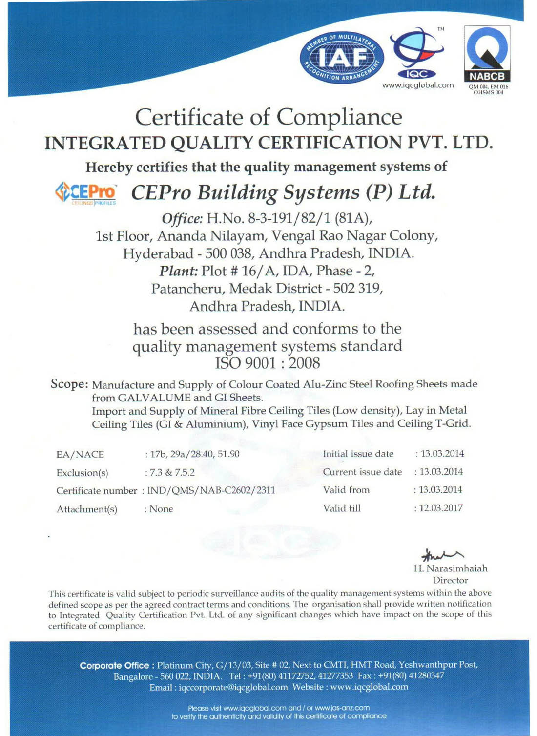 Compliance Integrated Quality Certification